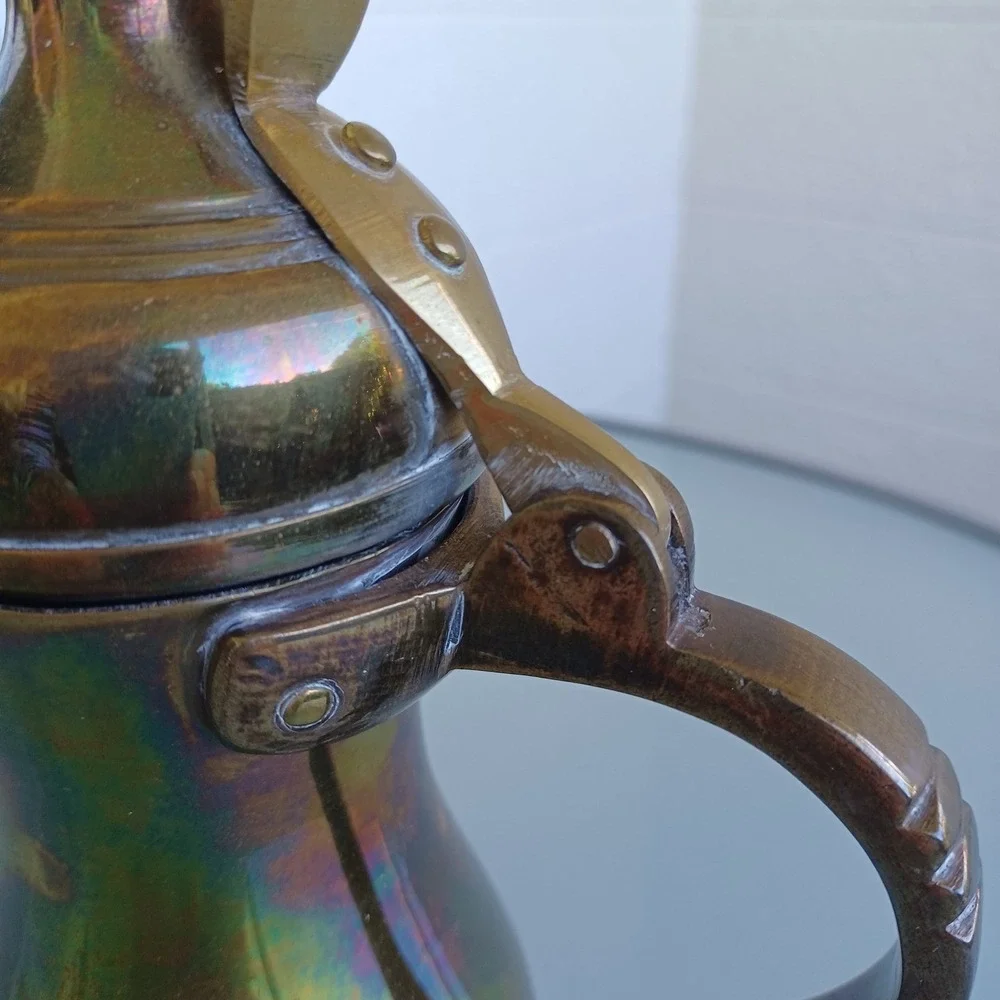 Vintage Brass Dallah Coffee Pot Made in India Ornate Engraved